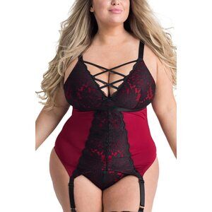 2417 Plus Size Lingerie 2 Blackred